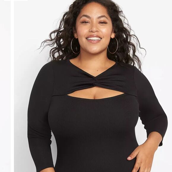 Lane Bryant Dresses & Skirts - Lane Bryant Twist-Neck Bodycon Knee Length Short Sleeve Dress NWT 20W